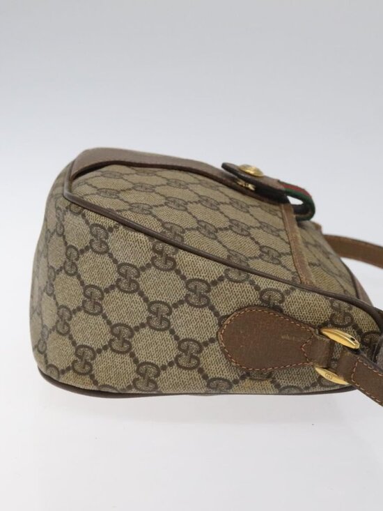 GUCCI GG Supreme Web Sherry Line Bag PVC Beige Gold 89 02 032 Auth hk2475 - Picture 4 of 16